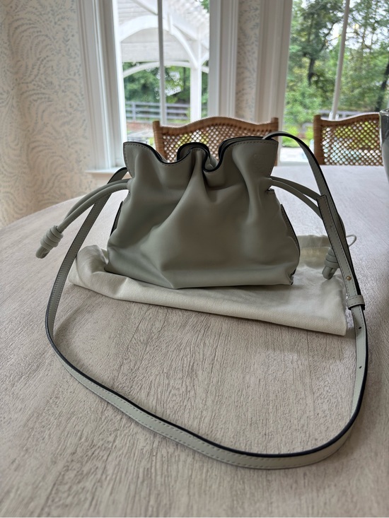 Loewe Handbags - Loewe Mini Flamenco Light Celadon/grey/mint Leather Knot Clutch